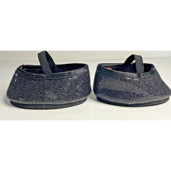 Build A Bear Shoes Black Sparkle Flats BAB Accessories Replacement Mary Janes - Picture 5 of 9